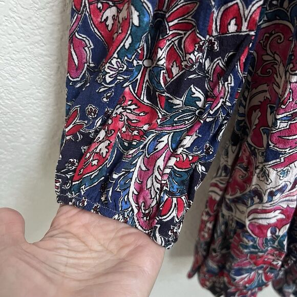 by Anthropologie Sz S Spliced Tunic Dress Swing Flowy Folk Bold Boho Hi Lo - Picture 6 of 7